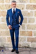 Italienisch Herren Anzug blaue Schottenmuster aus Wollmischung ...