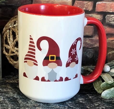 Red Gnome Christmas Coffee Mugs Funny Christmas Mugs Etsy