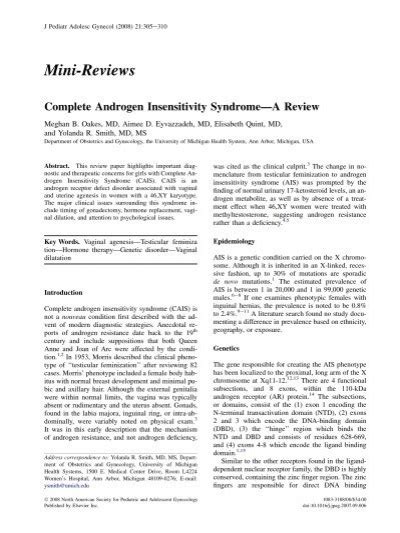 Complete Androgen Insensitivity Syndromeâ A Review Sepeap