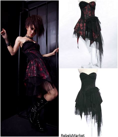 Punk Corset Prom Tutu Strapless Asymmetrical Dress Punk Prom Dress