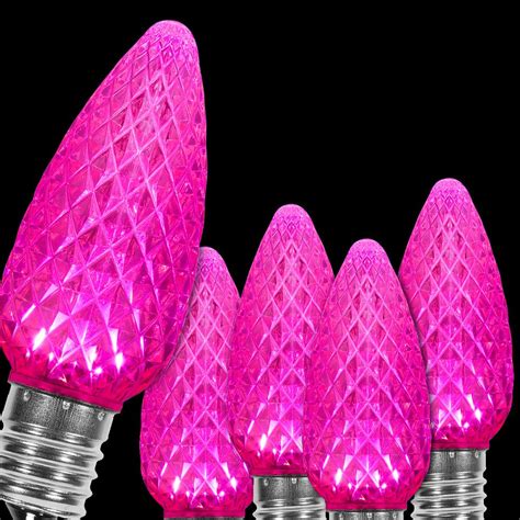 Wintergreen Lighting Opticore C9 Led Pink Faceted Christmas Light Bulbs