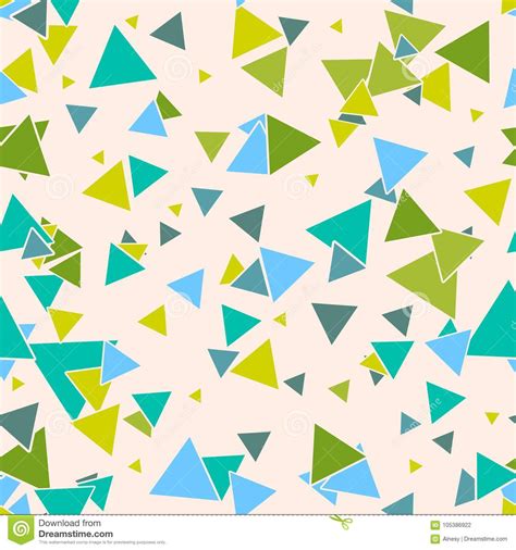 Triangular Geometric Seamless Pattern With Colorful Green Blue Random