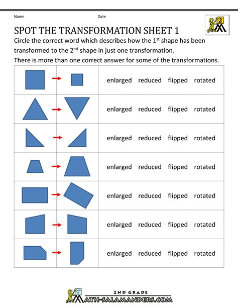 Translation Reflection Rotation Worksheet Pdf Grade 3