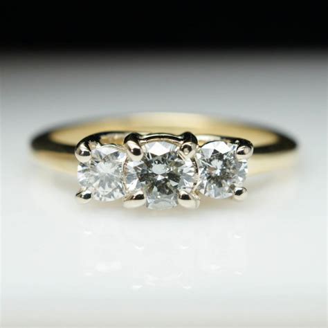Create your own diamond ring. Vintage .57ctw Three Stone Diamond Engagement Ring 14k Yellow Gold - Size 5 #2440326 - Weddbook