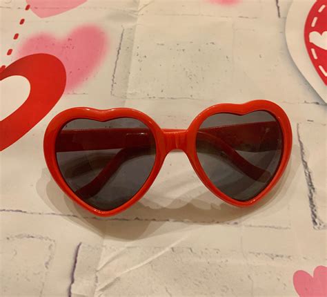Red Heart Shaped Sunglasses Etsy