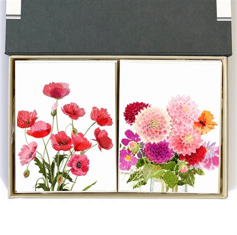 Poppies And Dahlias Couplet Boxed Cards Felix Doolittle