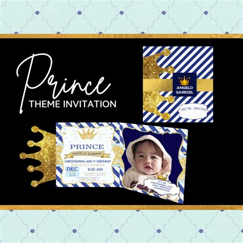 Prince Theme Invitation Tri Fold Birthdaybaptism Shopee Philippines