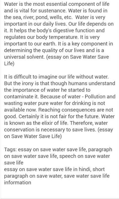 🏷️ Save Water Save Life Essay Save Water Save Life Essay Sample 2022 10 13