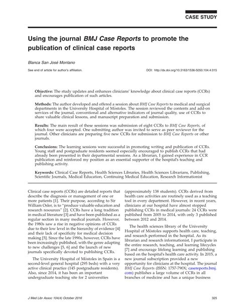 Pdf Using The Journal Bmj Case Reports To Promote The Publication Of