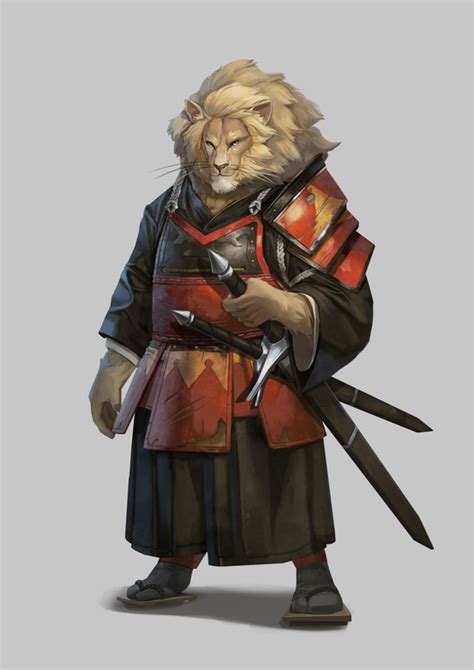 Rf Grantha Of The Ironmane Leonin Samurai Characterdrawing