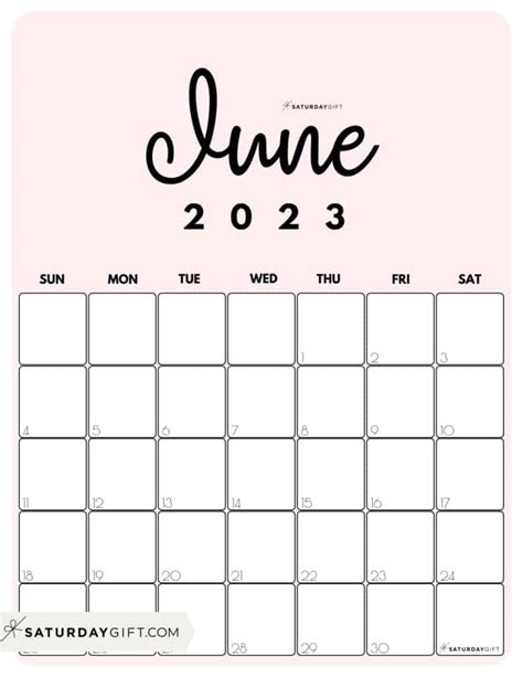 June 2023 Calendar 9 Cute And Free Printables Saturdayt