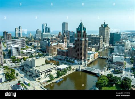 Milwaukee Wi 23 September 2020 An Aerial Image Of Downtown Milwaukee