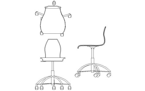 Revolving Chair Detail Elevation 2d Drawing In Autocad Cadbull