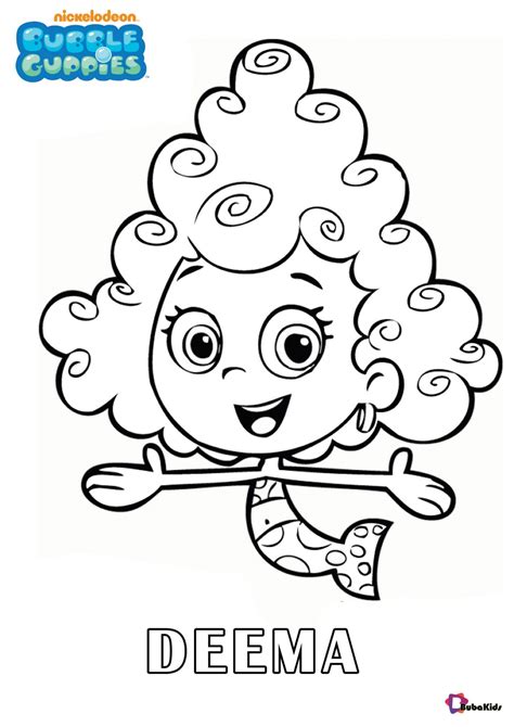 Deema Bubble Guppies Character Nickelodeon Coloring Sheet
