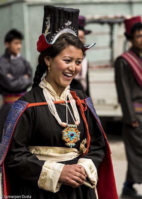 A Smiling Ladakhi Girl In Traditional Costume At The Ladakh Festival In