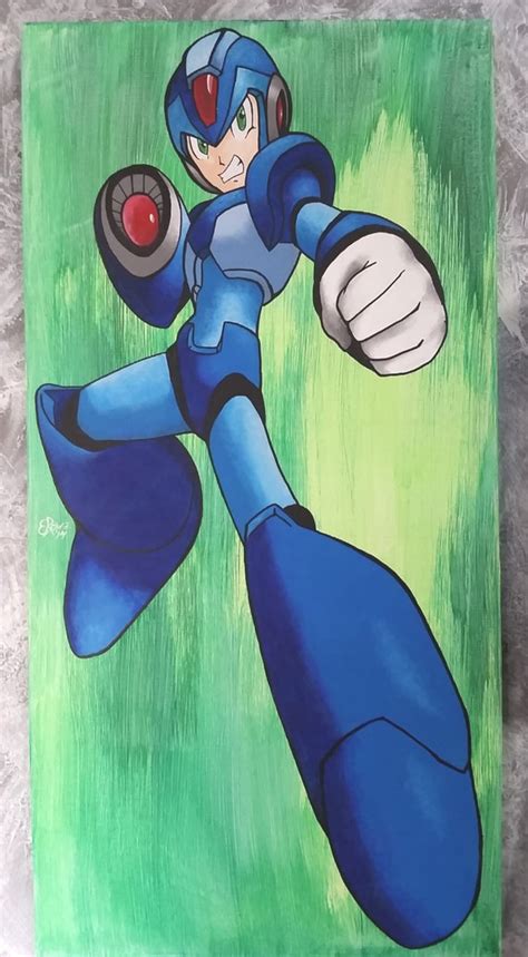 Mega Man 12x24 Painted Canvas Mixed Mediums By Eroweart On Etsy