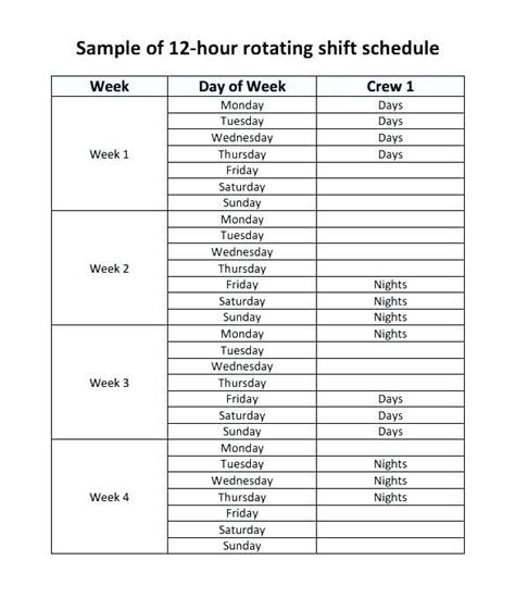 12 Hour Shift Schedule Template Excel Shift Schedule Schedule