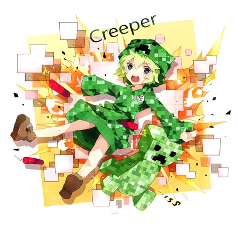Rooseputo Creeper Minecraft Bad Id Bad Pixiv Id Gender Request Androgynous Blue Eyes