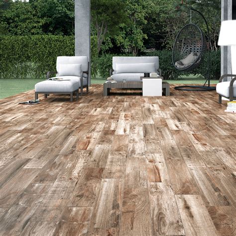 Reclaimed Dark Oak Nailed Wood Effect Porcelain Floor Tiles