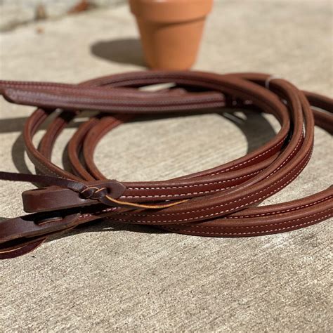 Saddle House Rolled Leather Romel Reins With Rawhide Buttons The