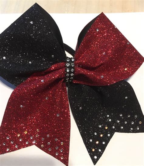 Black And Red Glitter Rhinestones Cheer Bow By Rouzandlezar On Etsy