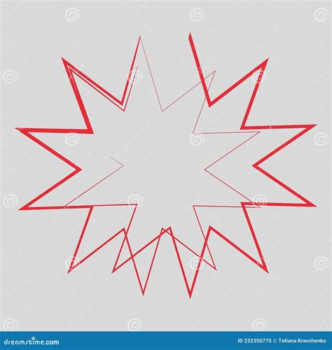 Red Starburst Icon Abstract Symbol Color Background Flat Art Hand