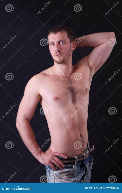 Portrait Of Shirtless Handsome Man Stock Image Image Of Muscular Naked