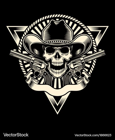 Cowboy Skull With Revolver Royalty Free Vector Image