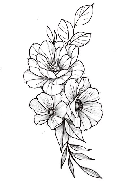 Flower Tattoo Drawings Flower Art Drawing Flower Sketches Floral Drawing Tattoo Design