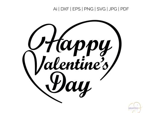 Happy Valentines Day Svg Clipart Digital Silhouette And Etsy