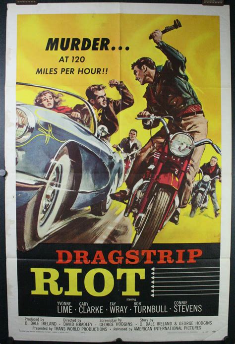 Dragstrip Riot Original Hot Rod Motorcycle Gang Drive In Movie Theater Poster For Sale