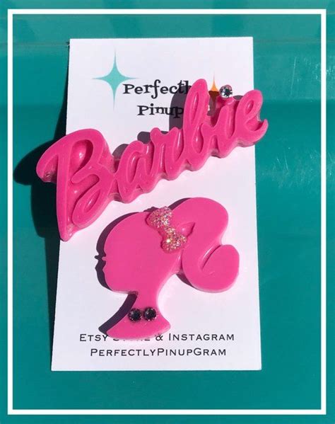 Barbie Inspired 2 Pc Brooch Set In Pink Pinup Rockabilly 350 Etsy