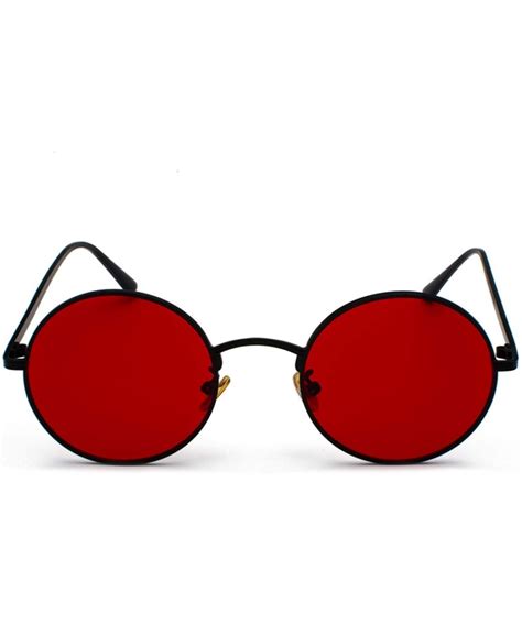 women sunglasses red lenses round metal frame vintage retro glasses sun men unisex birthday