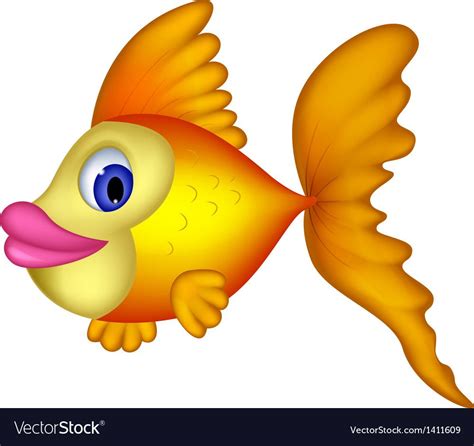 Cute Yellow Fish Cartoon Royalty Free Vector Image Yellow Fish Fish