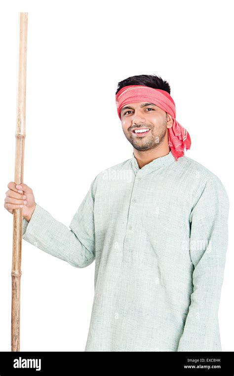 Indian Rural Farmer Man Standing Pose Stock Photo Alamy