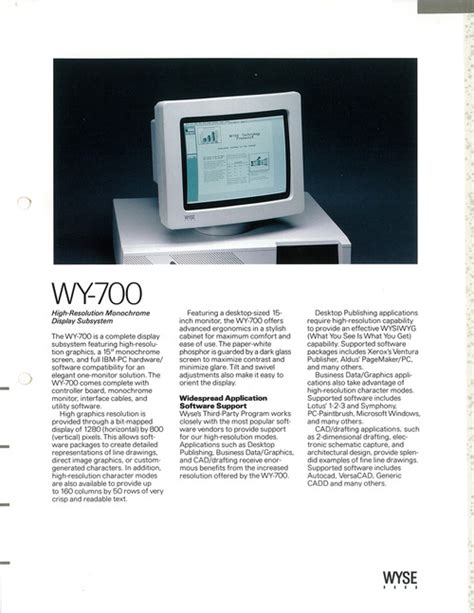 Brochure For The Wyse Wy 700 Classic Computer Brochures