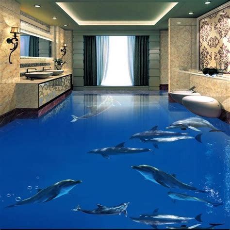 Dolphin Underwater World 3d Wallpaper Floor Wallpaper Floor Murals