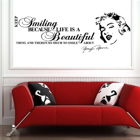 Marilyn Monroe Wall Art Quote Keep Smiling Life Is Beautiful Vinyl Sticker Decal Ebay