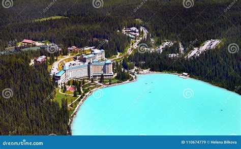 Lake Louise Canadian Rockies Scenic Aerial View Stock Image Image