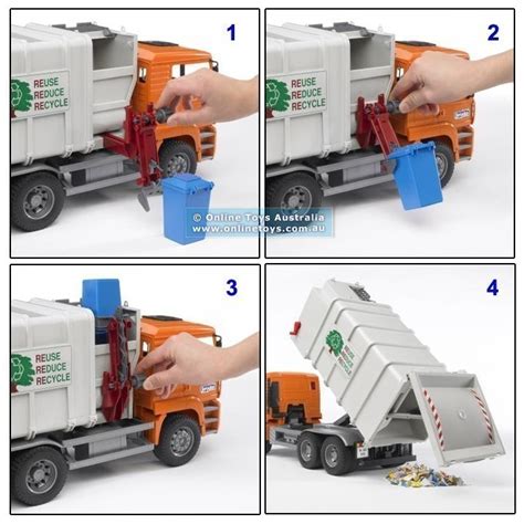 Bruder Man Side Loading Garbage Truck Orange Online Toys Australia