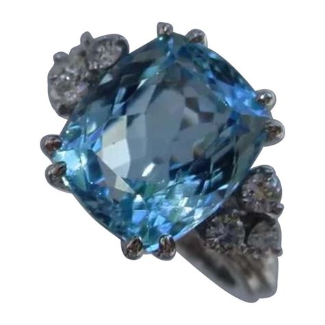 Vintage 1950s Diamond Ring With Natural Light Blue Diamond With