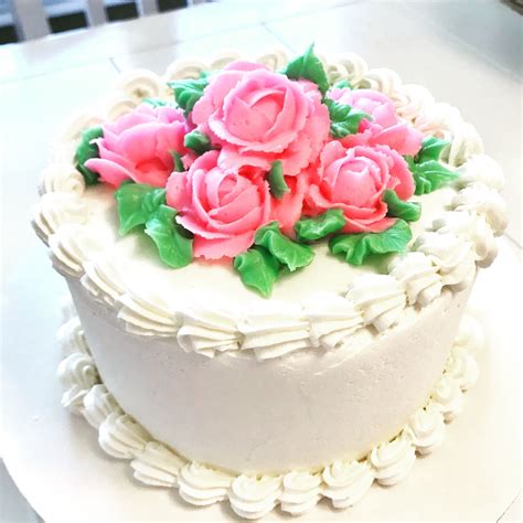 Rose Topped Decorated Birthday Cake Feminine And Pink Cake Birthday Cake How To Make Cake