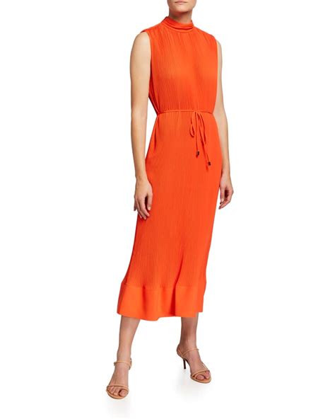 Milly Melina Long Pleated Georgette Dress Neiman Marcus