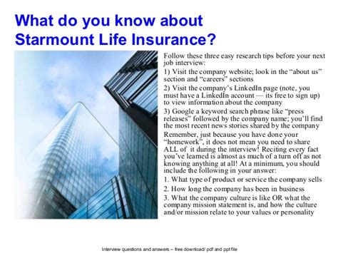 You are looking up starmount life insurance co. Starmount life insurance interview questions and answers