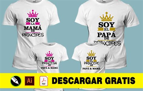 Plantillas Para Sublimar Camisetas De Familia Papá Mamá Princesa