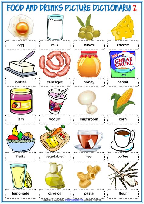 Solution Food And Drinks Vocabulary Esl Picture Dictionary Worksheets