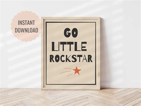 Go Little Rockstar Song Lyrics Poster Above Bed Decor Baby Etsy