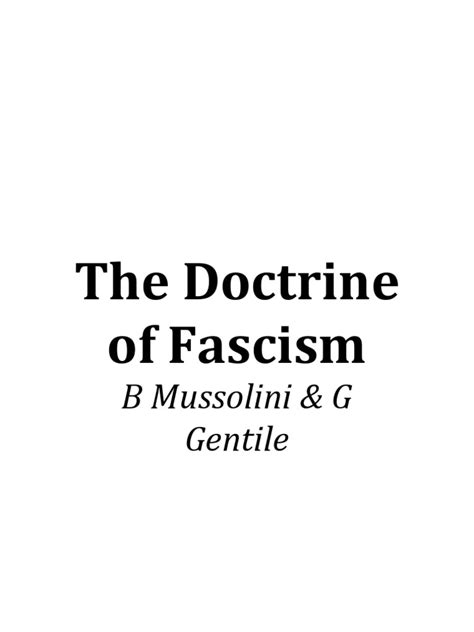 The Doctrine Of Fascism Fascism Philosophical Movements
