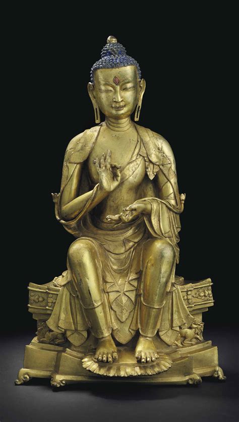 A Large Gilt Bronze Figure Of Buddha Maitreya