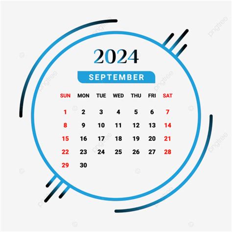 2024 September Month Calendar Skyblue And Black Unique Design Vector